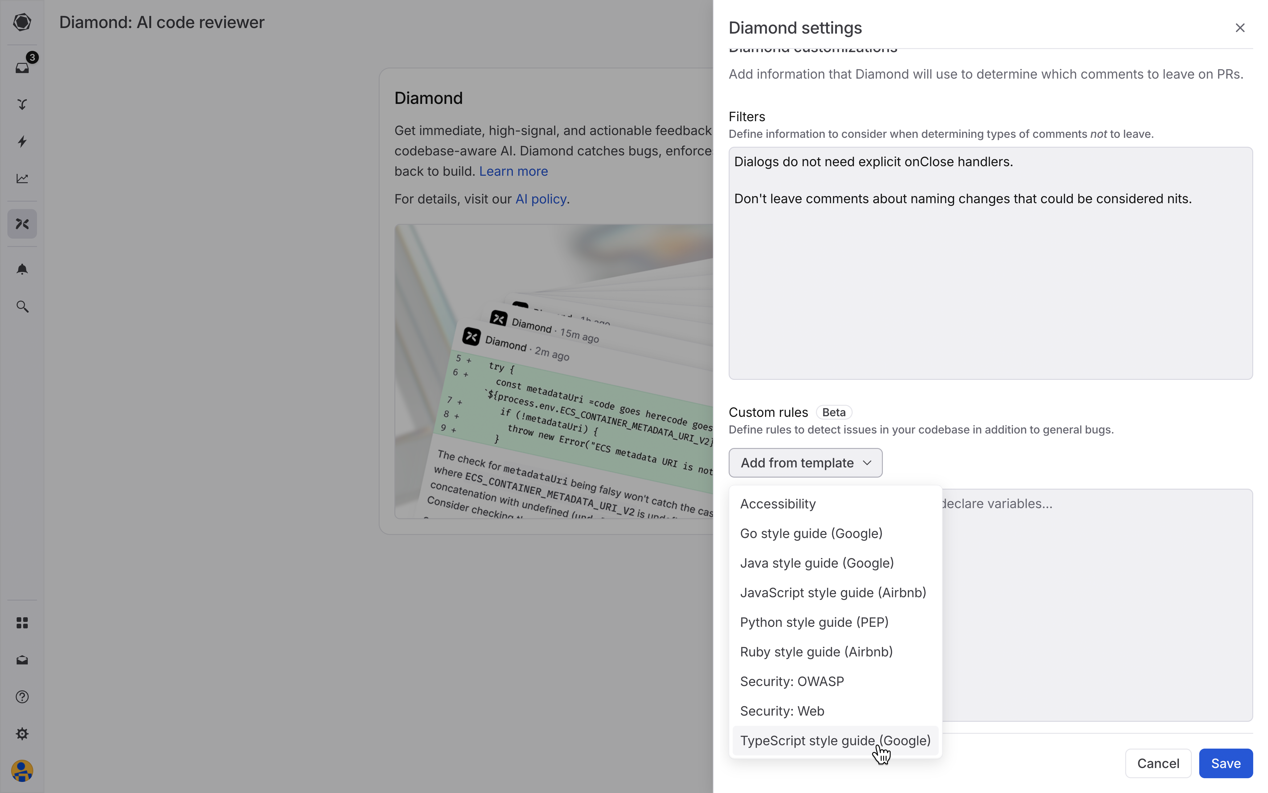 screenshot of Graphite Agent style guides