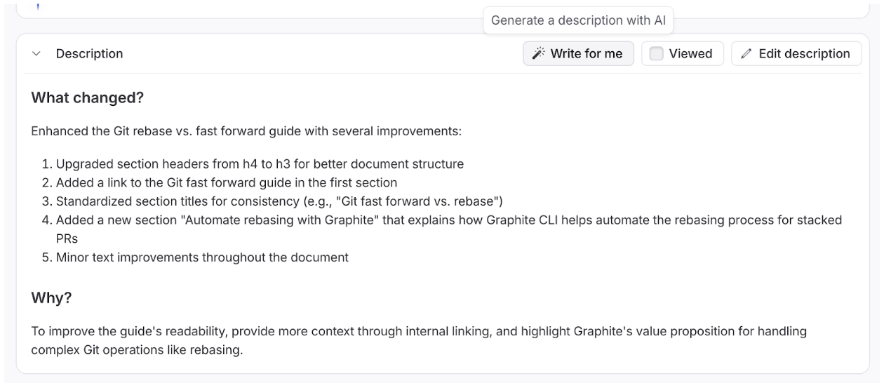 screenshot of pr title generation