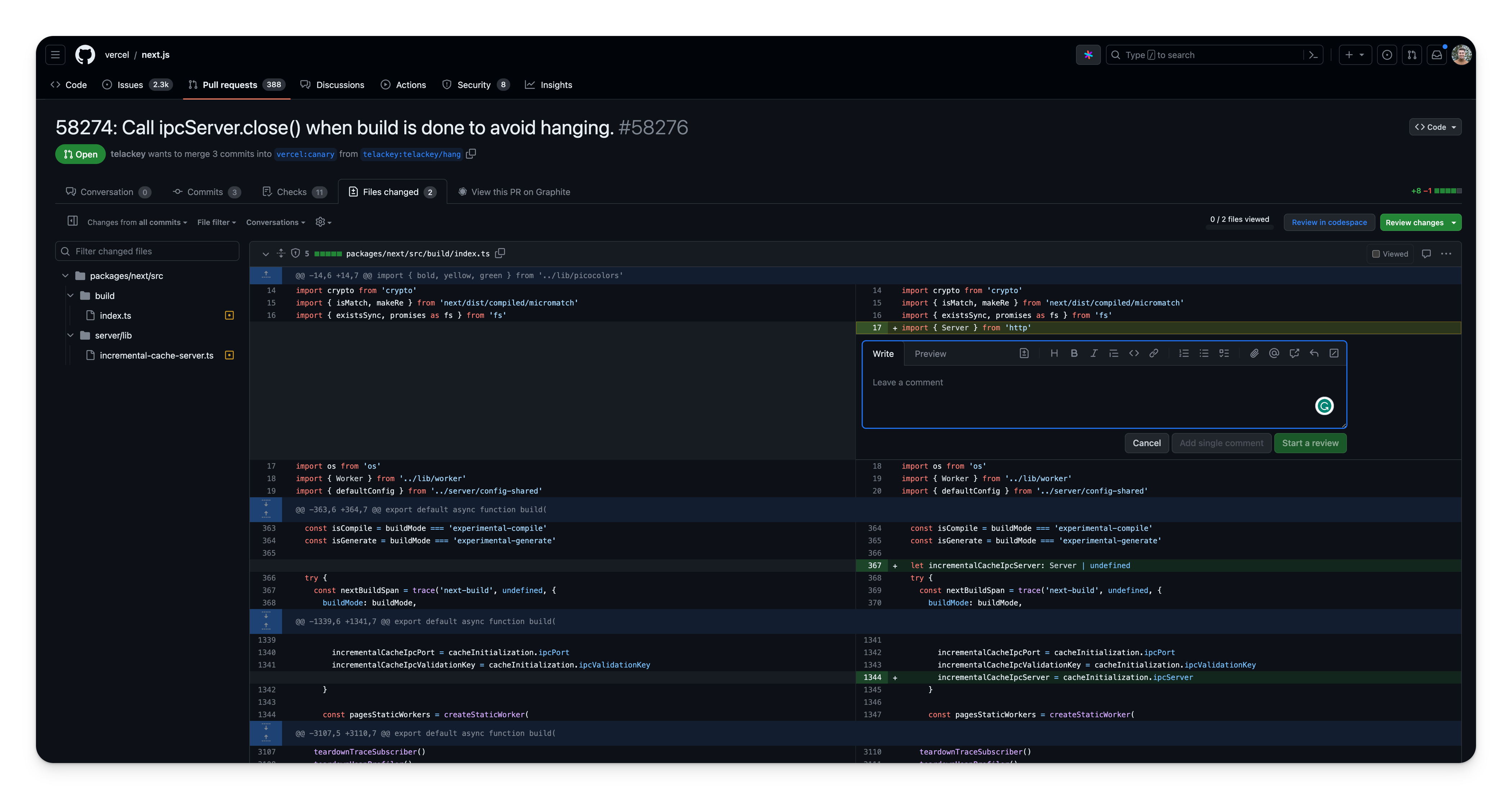 GitHub code review screenshot