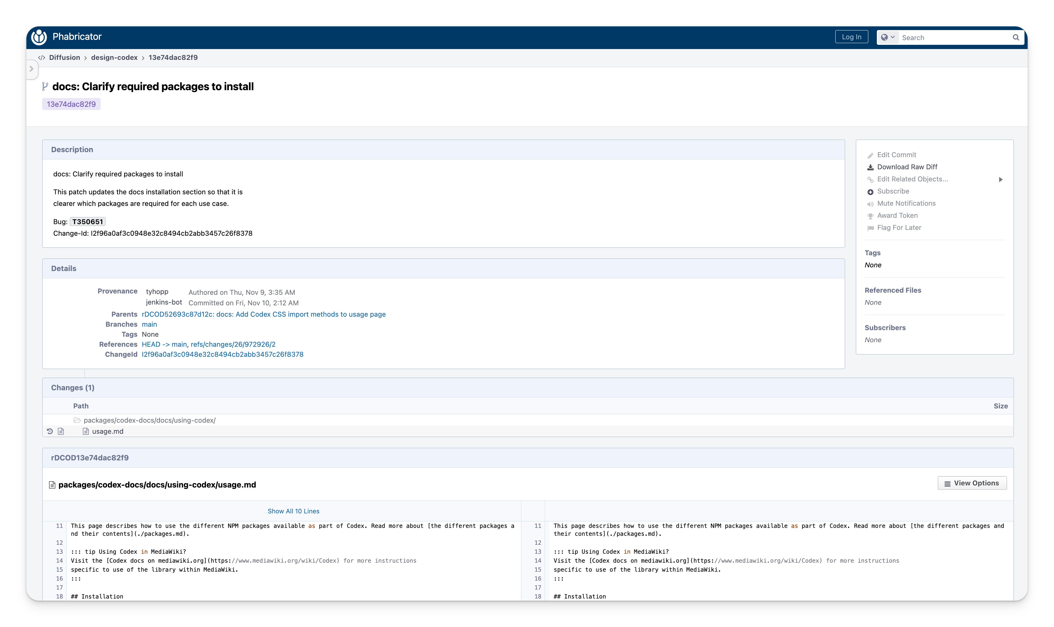 Phabricator code review screenshot
