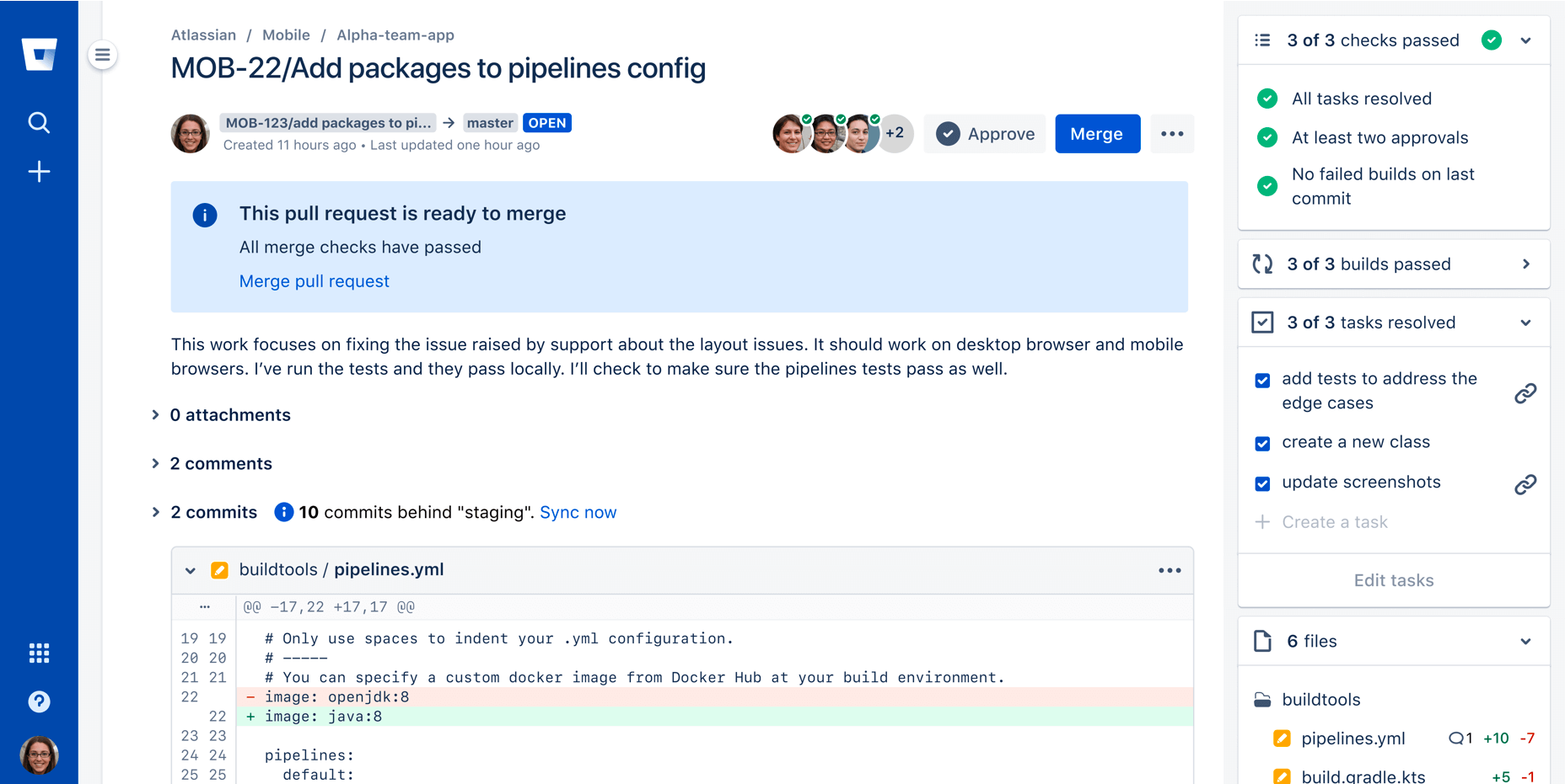 screenshot of Bitbucket dashboard