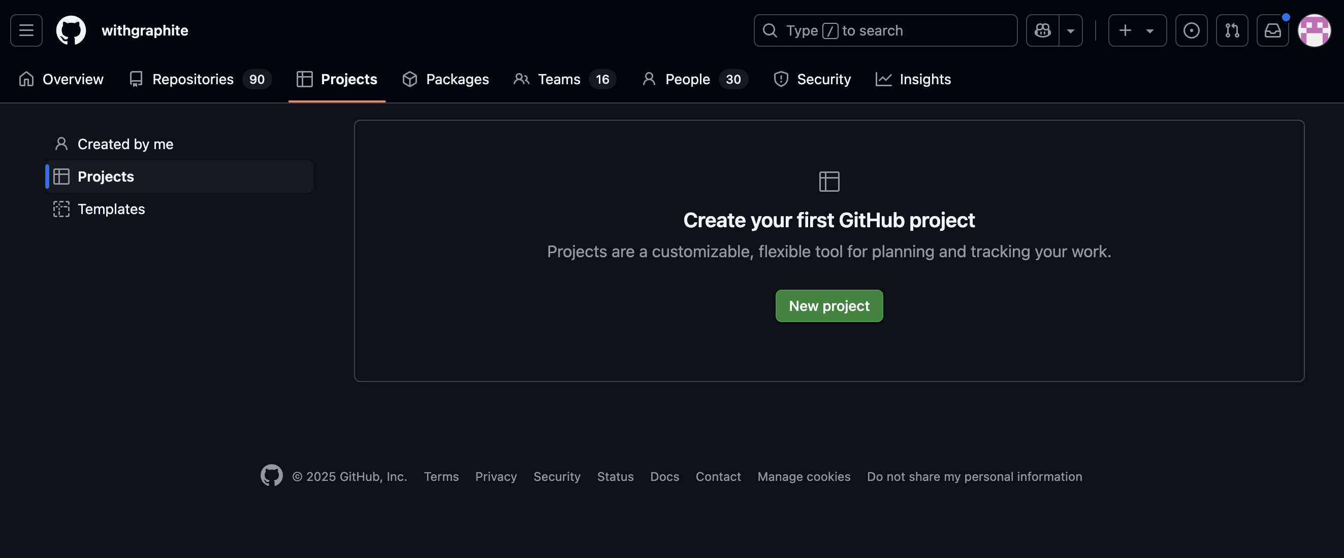 screenshot of Projects