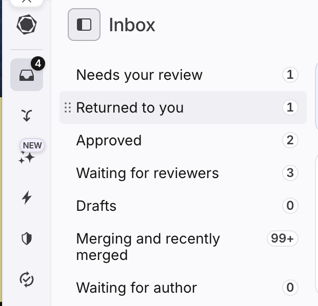 Screenshot of PR inbox