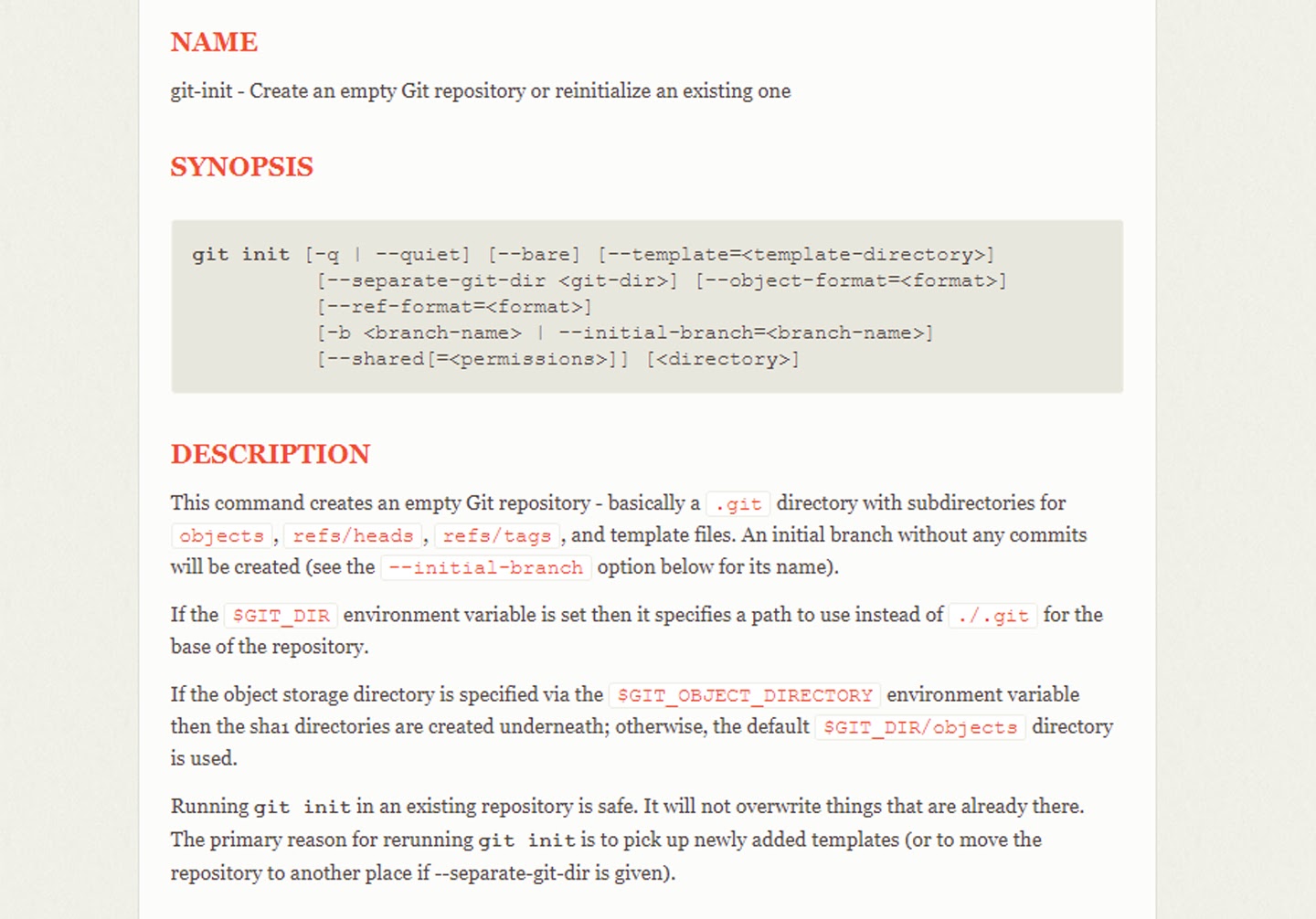 Init Options and Git Commands