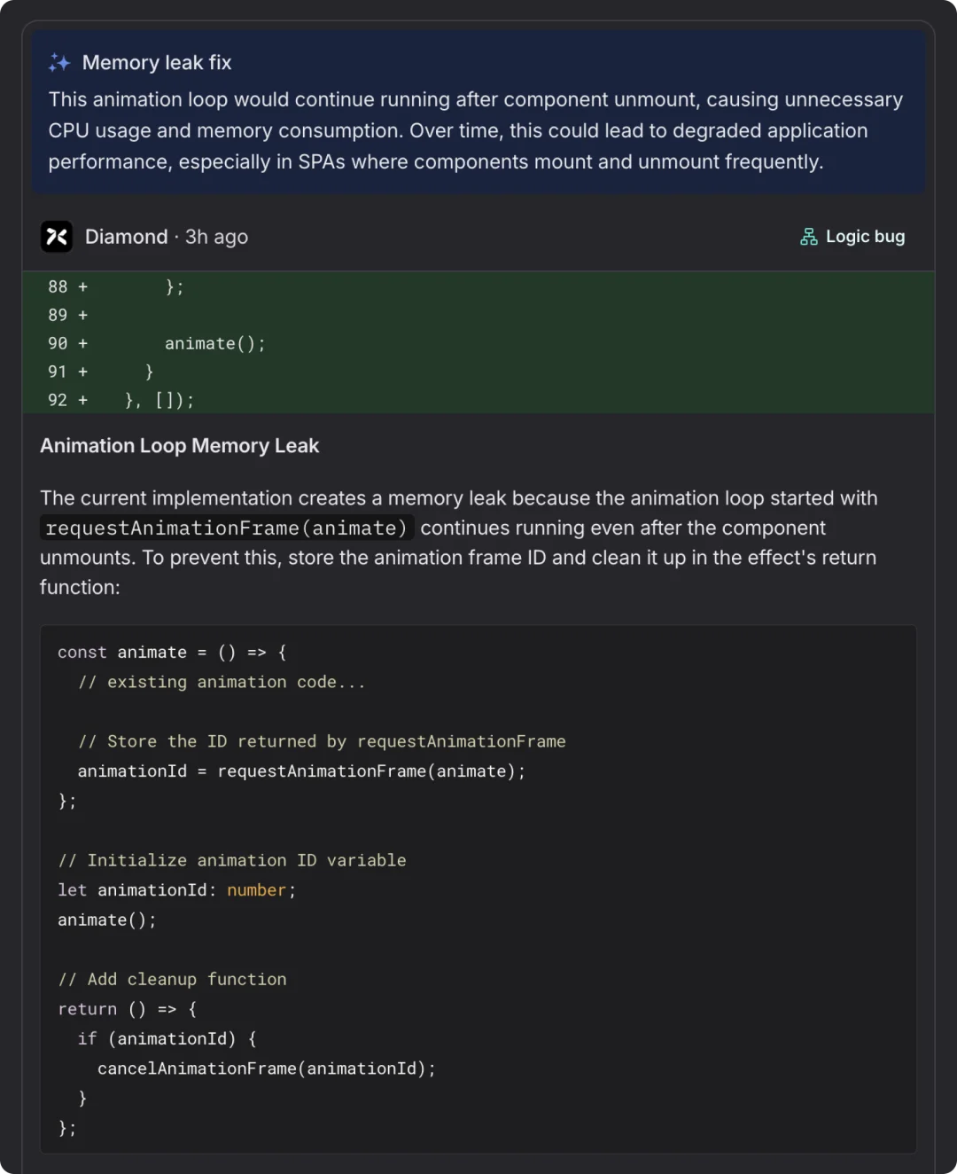 Chat feature interface